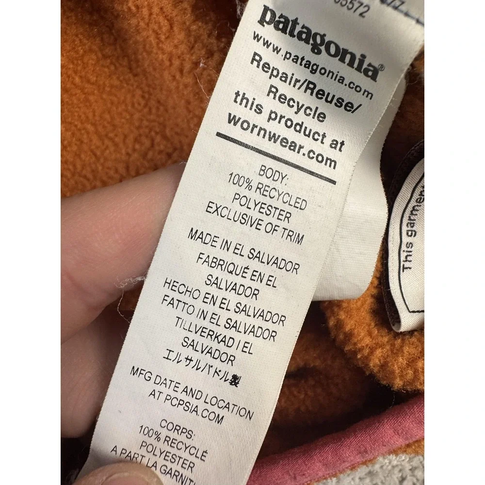 Patagonia Synchilla Pullover Youth 12 Blue‎ Orange Fleece Snap-T Sweatshirt